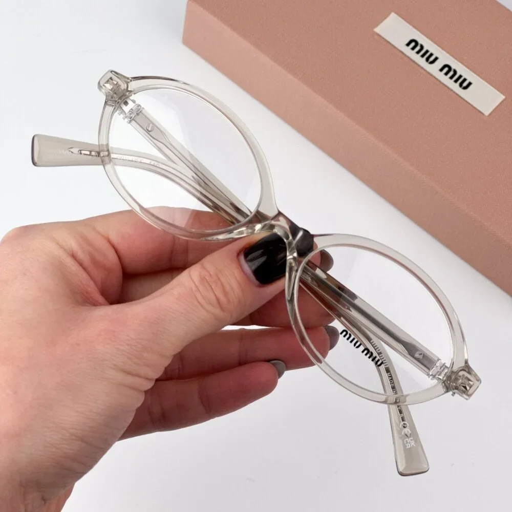 Miu Miu MU01XV 12U1O1 BRAND NEW Eyeglasses  Hemp Trasparent Oval Unisex - Picture 2 of 10